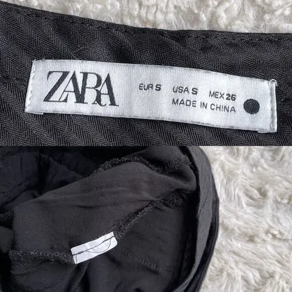 SOLD Zara eyelet lace high rise waist trouser pants cropped ankle trousers black - Picture 3 of 17